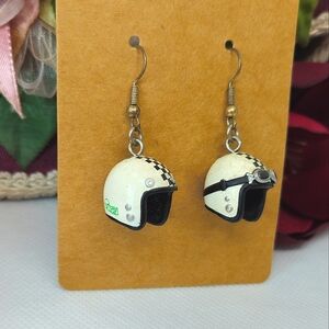 RARE ANA 'All Nippon Airways' Airline Helmet Earrings Artist Signed Sayaka